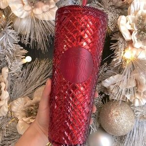 ✨NEW🎅🏻Starbucks Holiday 2021 Red Jeweled Cold Cup Tumbler❤️